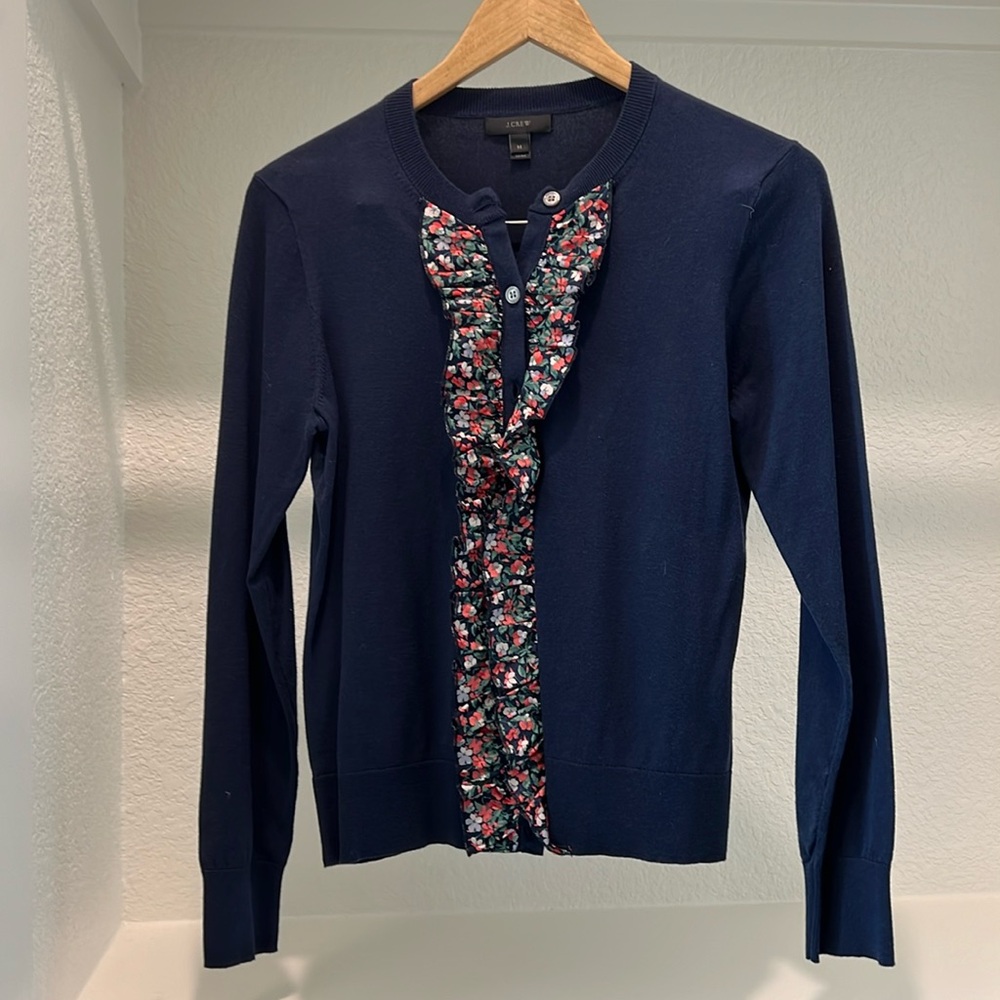 BNWOT J Crew Cardigan Liberty London Trim